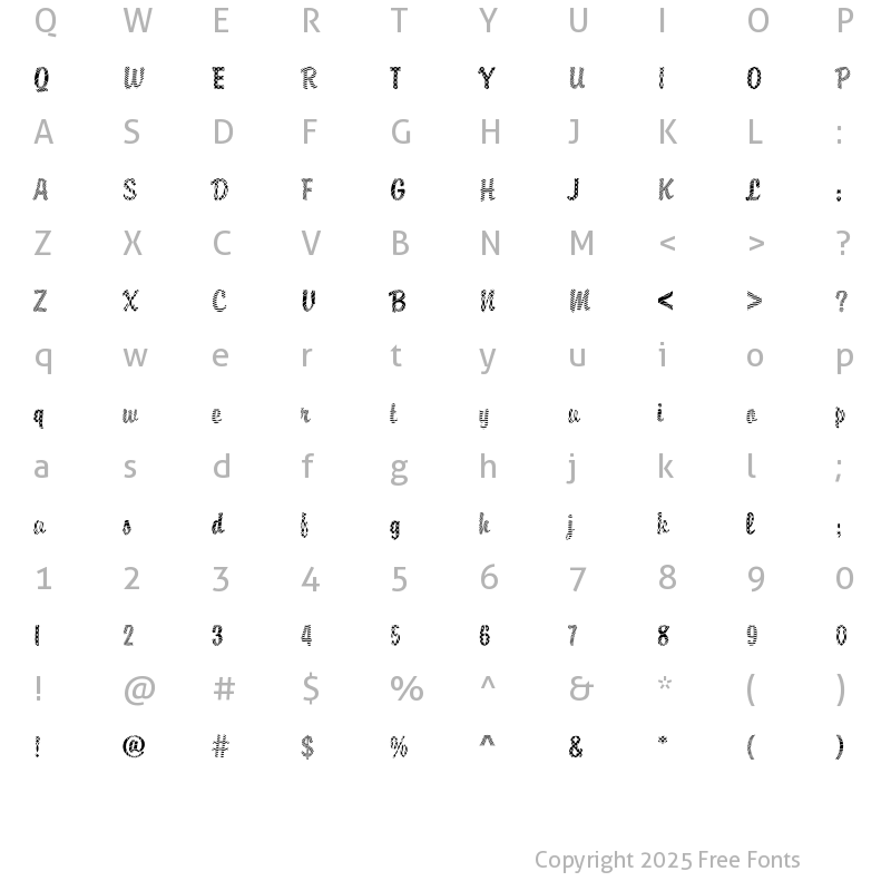 Character Map of DTCBrodyM18 Regular