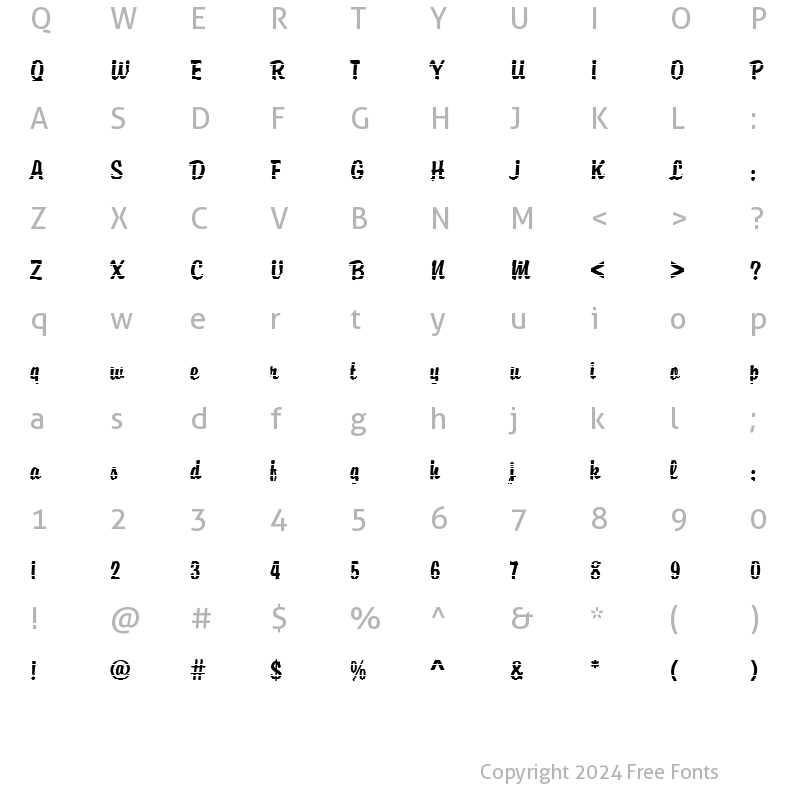 Character Map of DTCBrodyM19 Regular