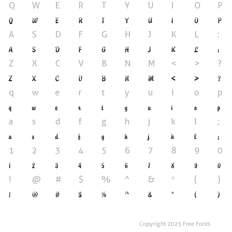Character Map of DTCBrodyM20 Regular