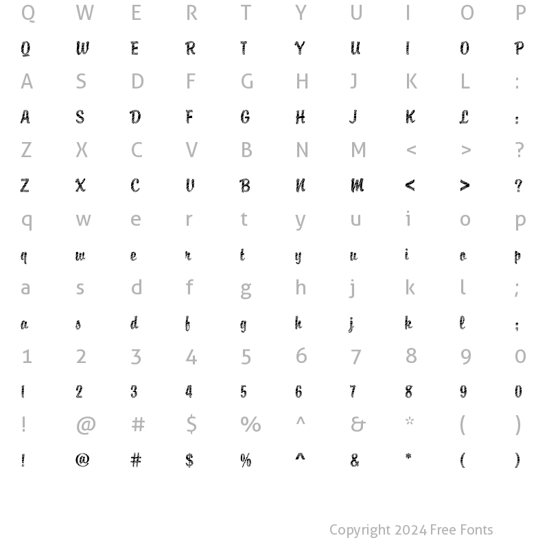 Character Map of DTCBrodyM26 Regular