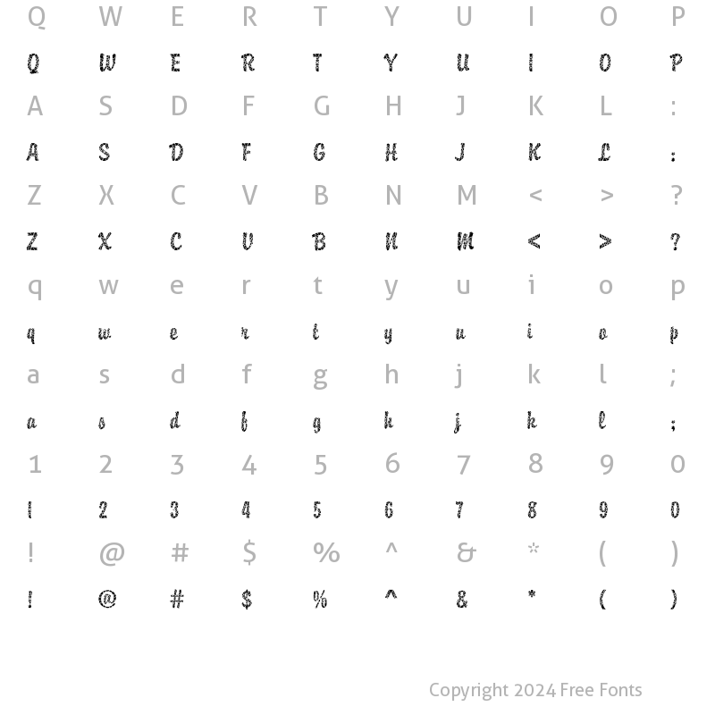 Character Map of DTCBrodyM30 Regular