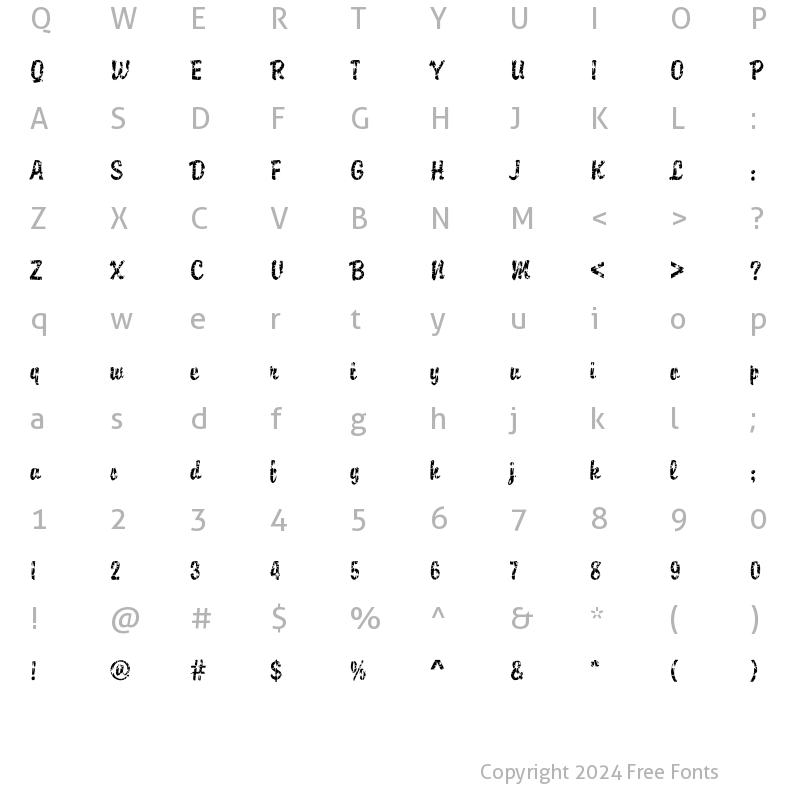 Character Map of DTCBrodyM32 Regular