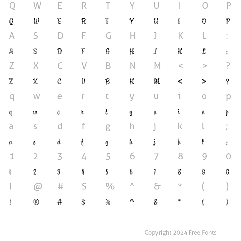 Character Map of DTCBrodyM35 Regular