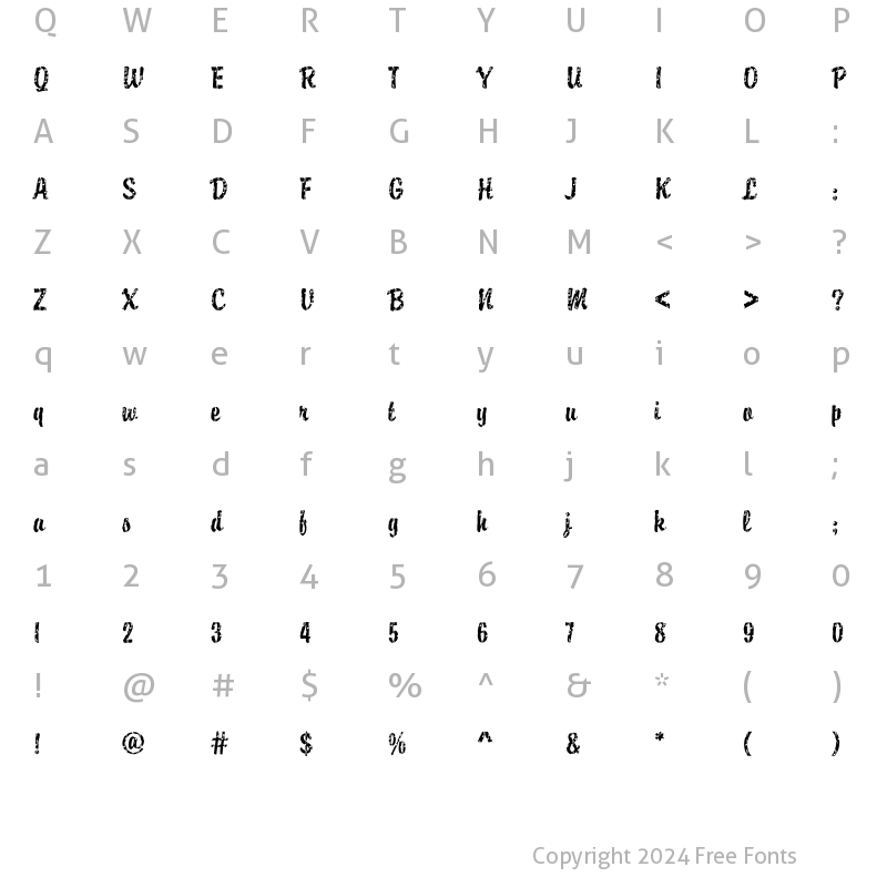 Character Map of DTCBrodyM37 Regular