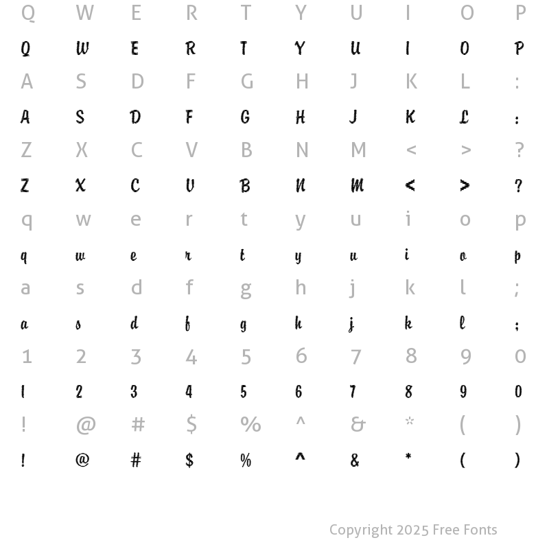 Character Map of DTCBrodyM38 Regular