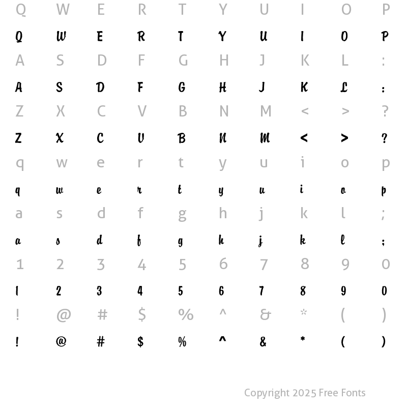 Character Map of DTCBrodyM41 Regular