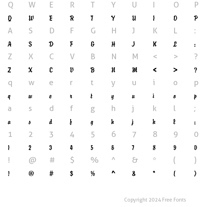 Character Map of DTCBrodyM43 Regular