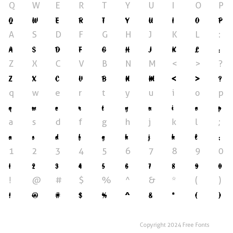 Character Map of DTCBrodyM44 Regular