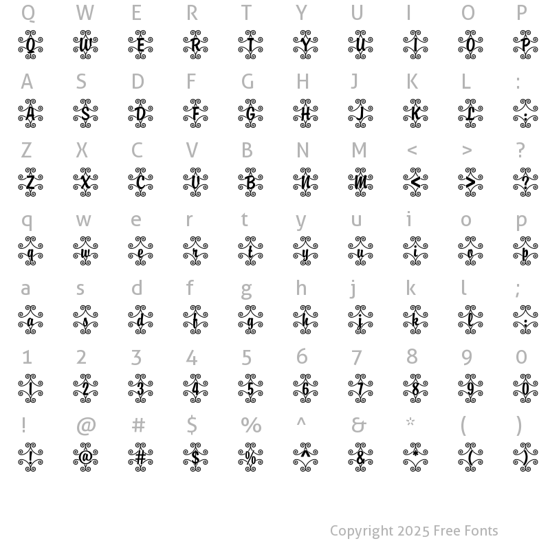 Character Map of DTCBrodyM46 Regular