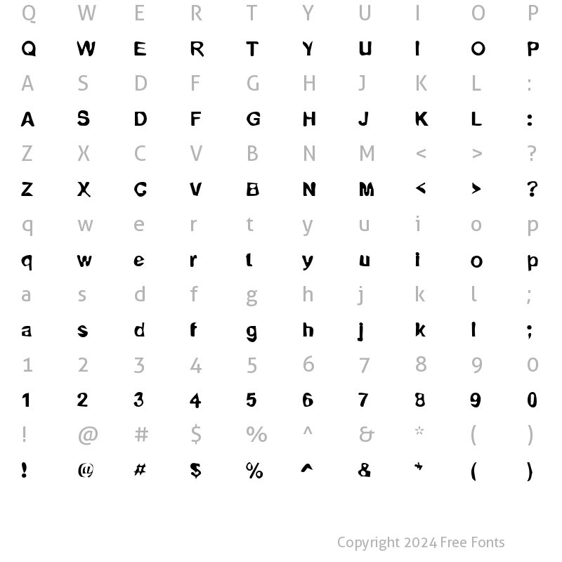 Character Map of DTCDirtyM01 Regular