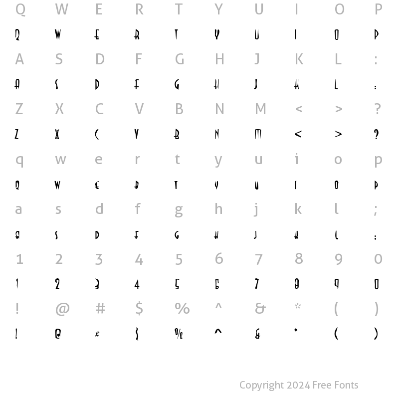 Character Map of DTCDirtyM03 Regular