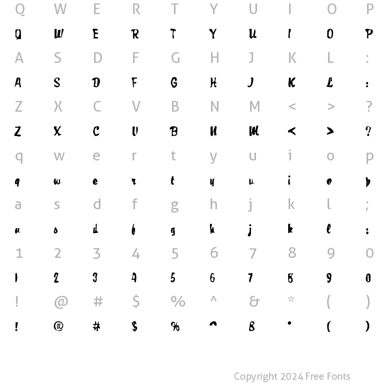 Character Map of DTCDirtyM05 Regular