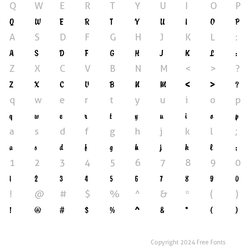 Character Map of DTCDirtyM06 Regular