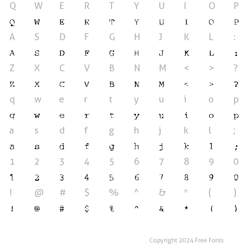 Character Map of DTCDirtyM07 Regular