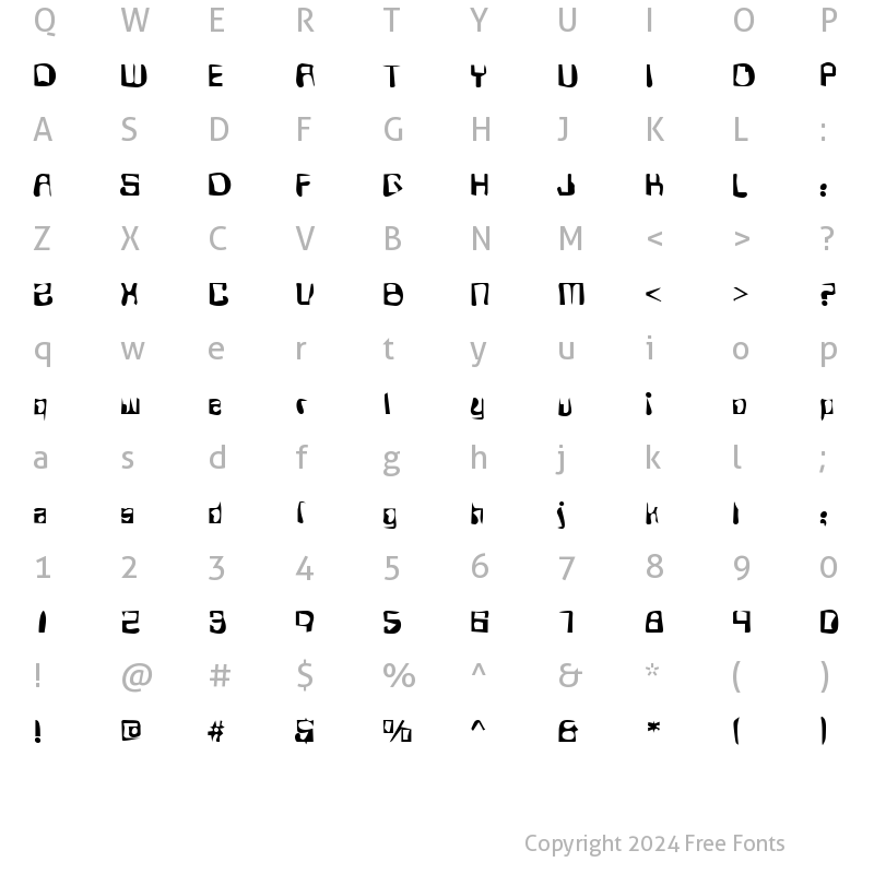 Character Map of DTCDirtyM11 Regular