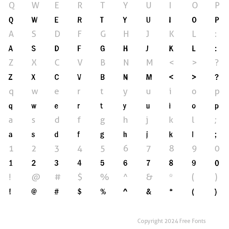 Character Map of DTCDirtyM16 Regular