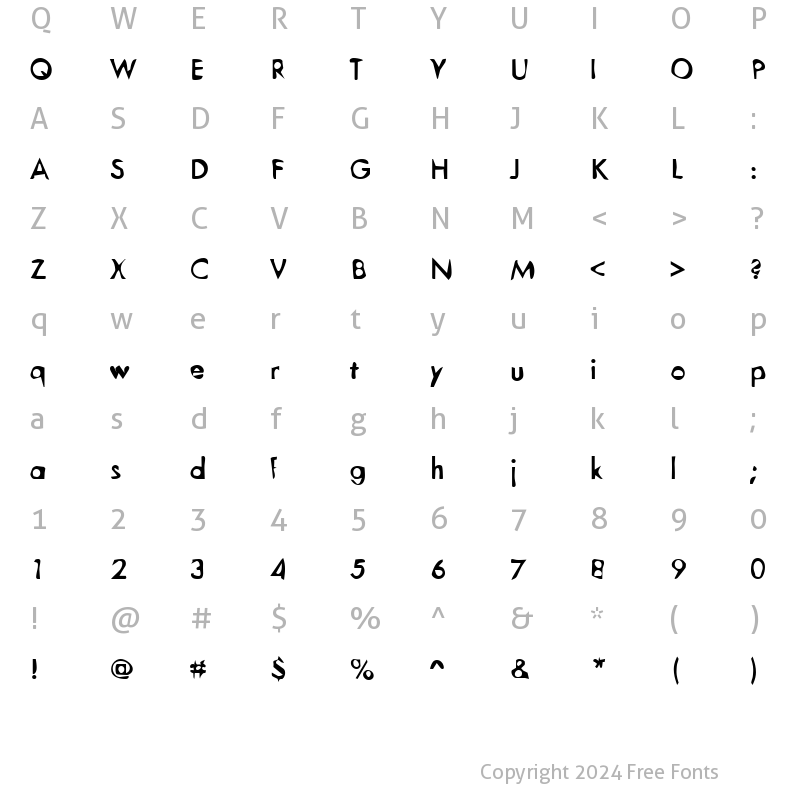 Character Map of DTCDirtyM17 Regular