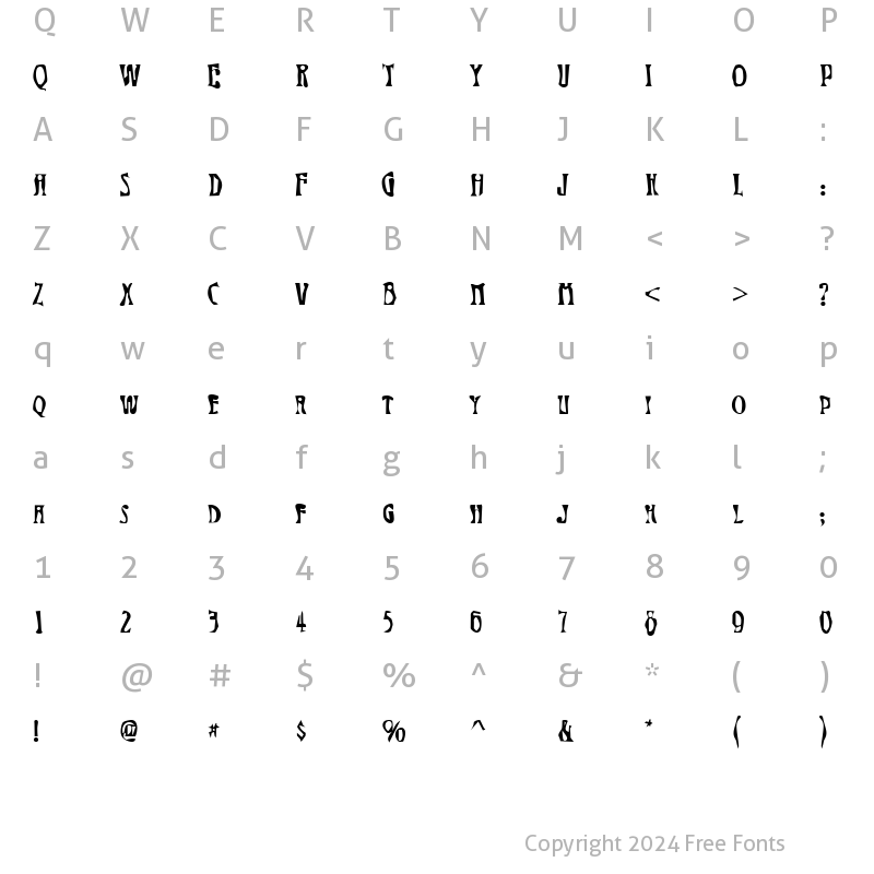 Character Map of DTCDirtyM19 Regular