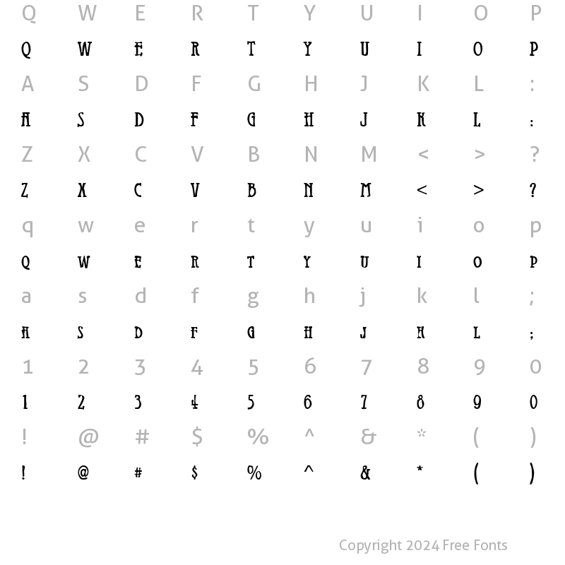 Character Map of DTCDirtyM20 Regular