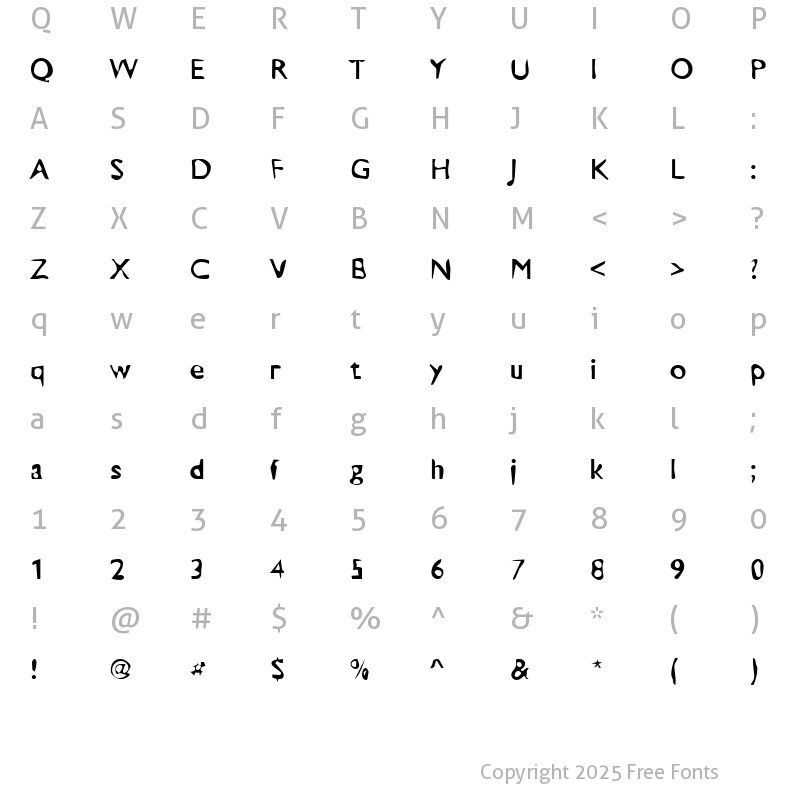 Character Map of DTCDirtyM23 Regular