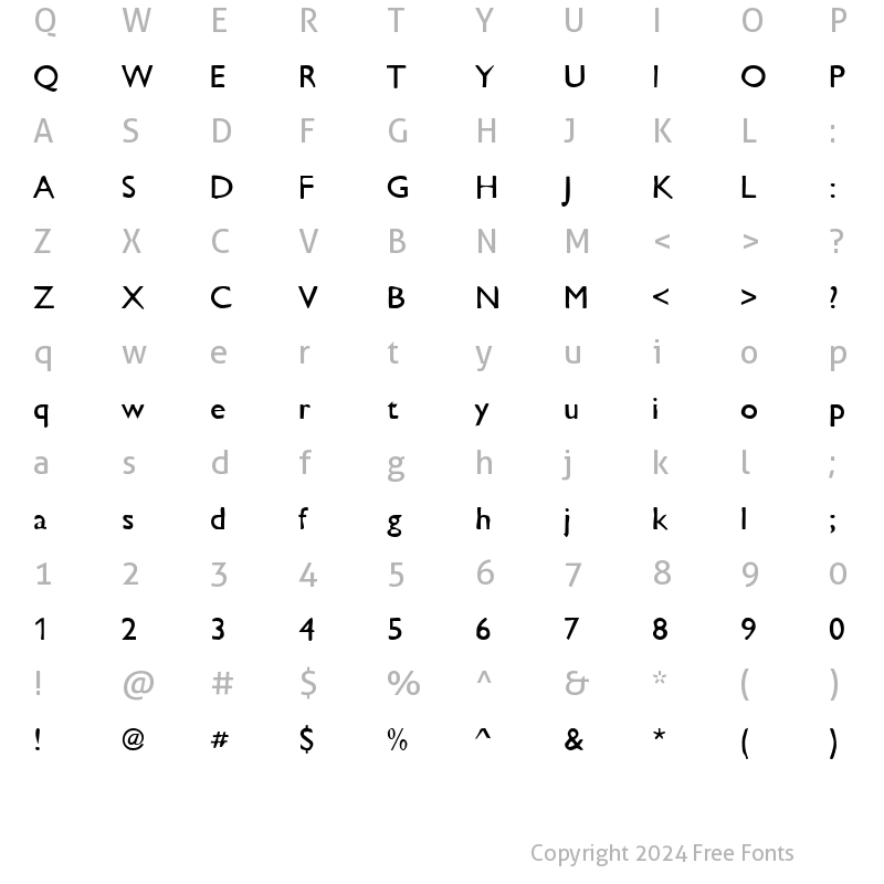 Character Map of DTCDirtyM24 Regular