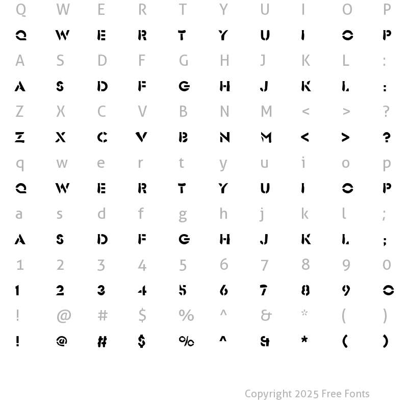 Character Map of DTCDirtyM26 Regular