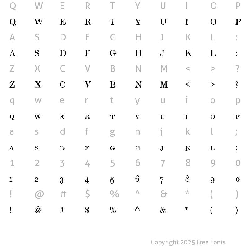 Character Map of DTCDirtyM32 Regular