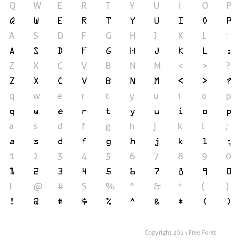 Character Map of DTCDirtyM36 Regular