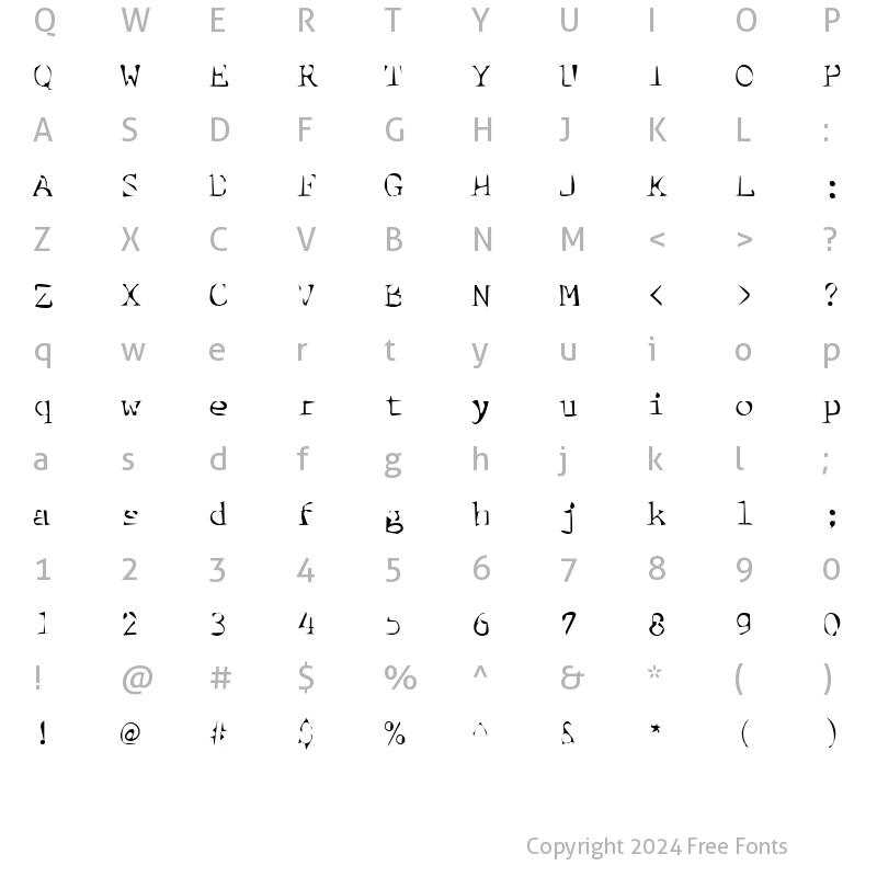 Character Map of DTCDirtyM41 Regular