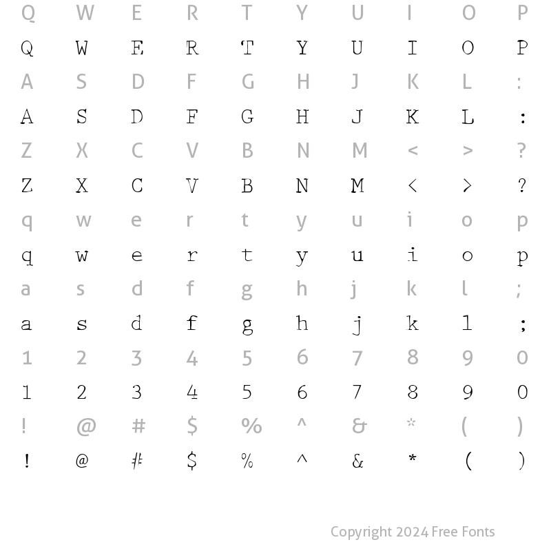 Character Map of DTCDirtyM42 Regular