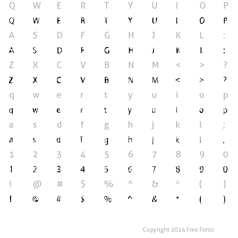 Character Map of DTCDirtyM43 Regular