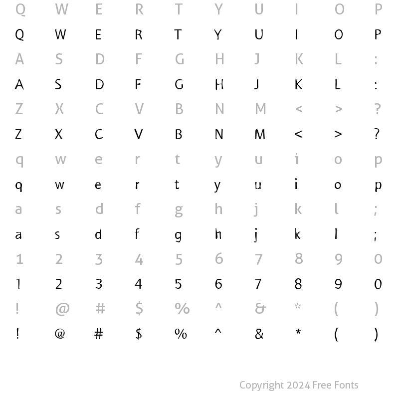 Character Map of DTCDirtyM44 Regular