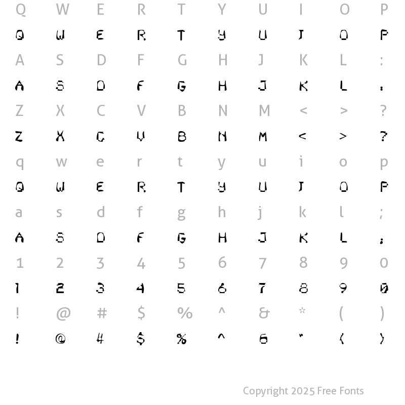 Character Map of DTCDirtyM47 Regular