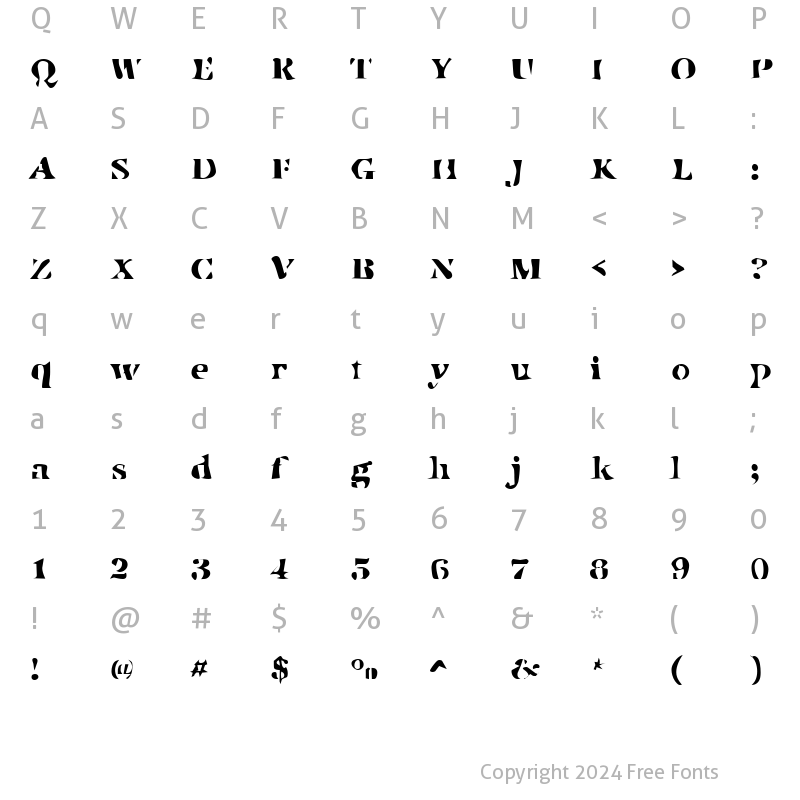 Character Map of DTCDirtyM49 Regular