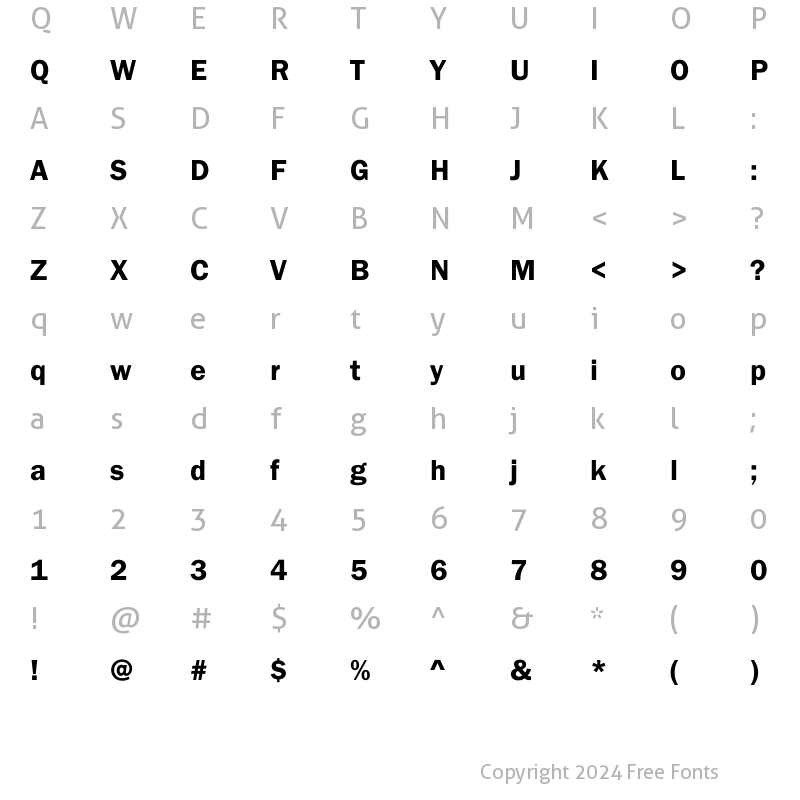 Character Map of DTCFranklinGotM00 Regular