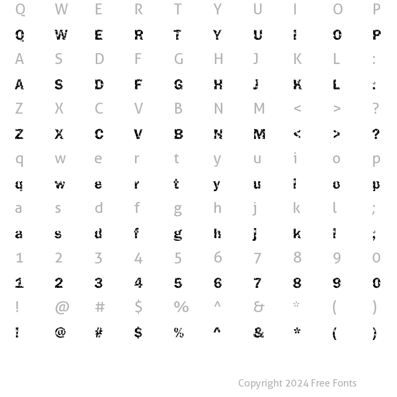 Character Map of DTCFranklinGotM32 Regular