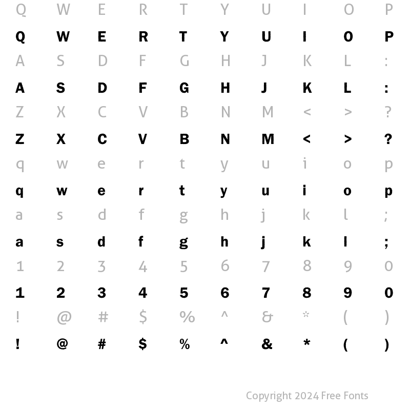 Character Map of DTCFranklinGotM41 Regular