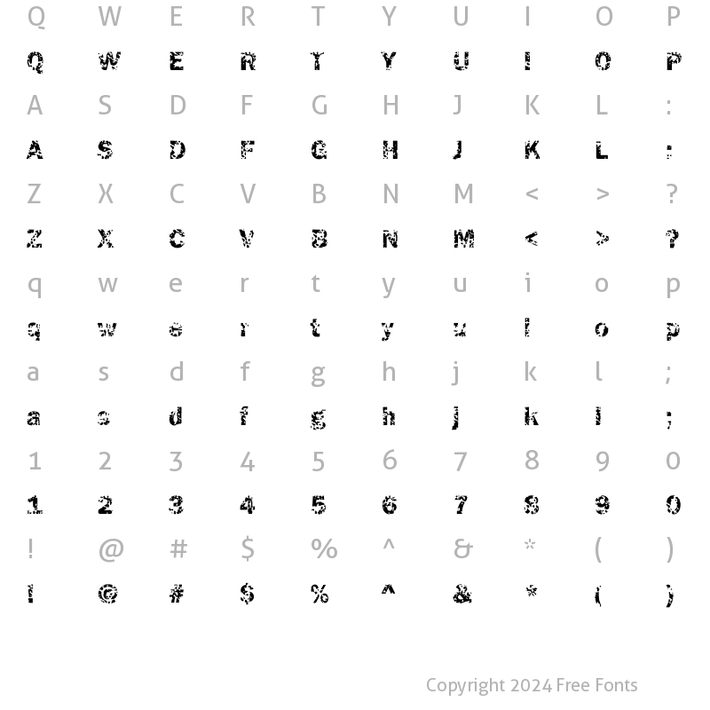 Character Map of DTCFunkyM05 Regular