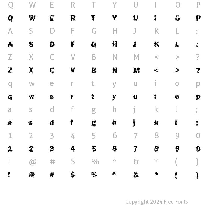 Character Map of DTCFunkyM23 Regular