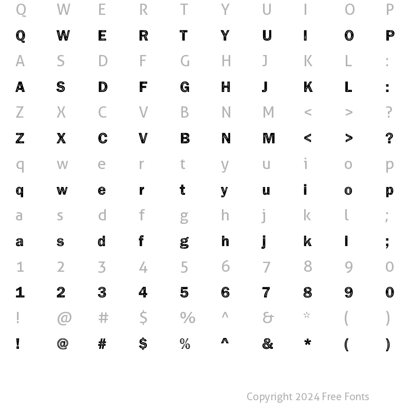 Character Map of DTCFunkyM33 Regular