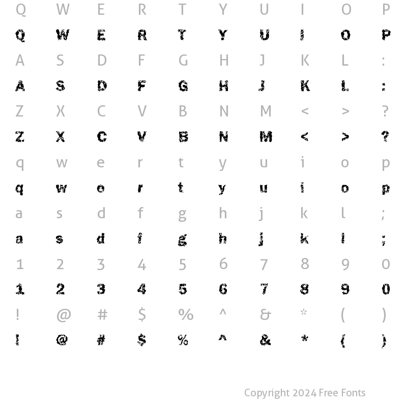 Character Map of DTCFunkyM37 Regular