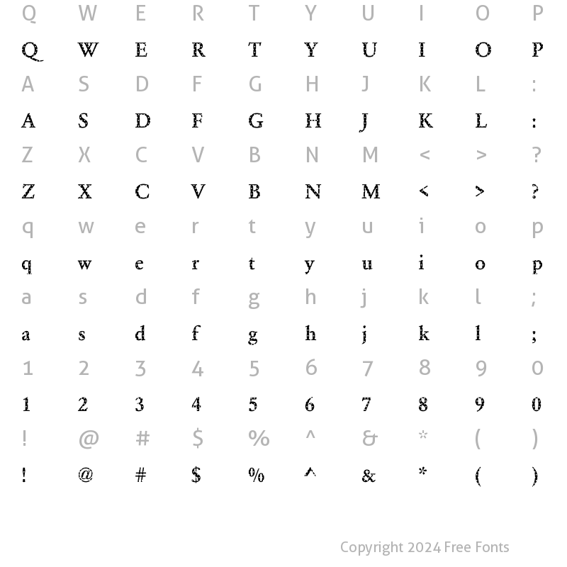 Character Map of DTCGaramondM15 Regular