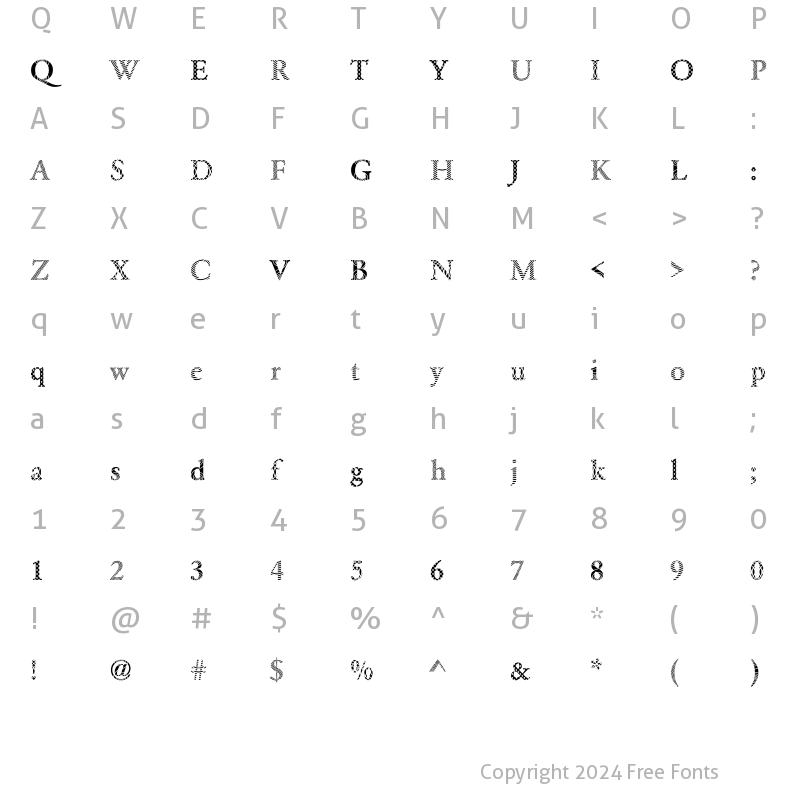 Character Map of DTCGaramondM18 Regular