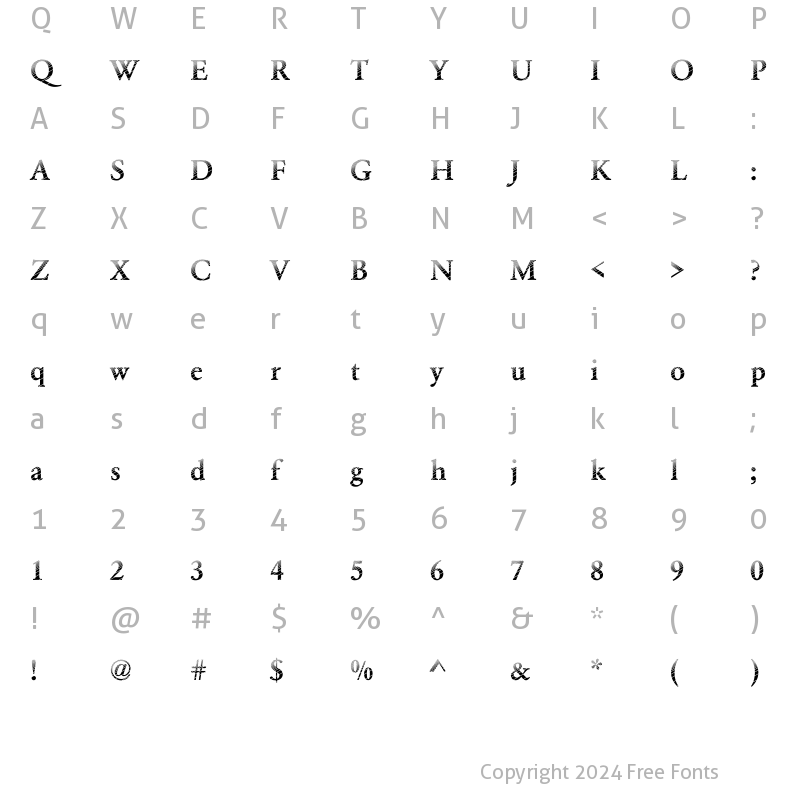 Character Map of DTCGaramondM20 Regular