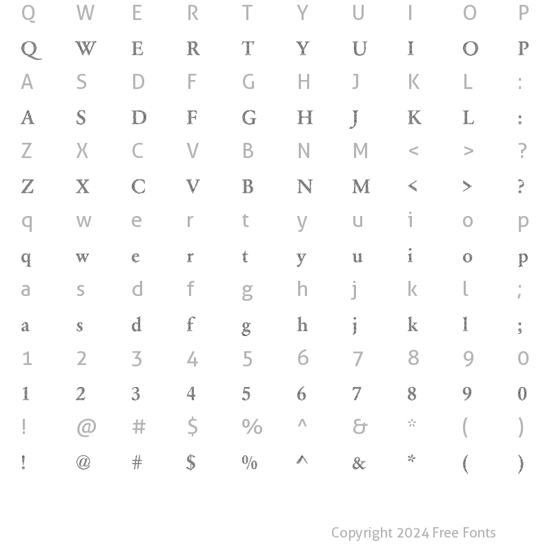 Character Map of DTCGaramondM22 Regular