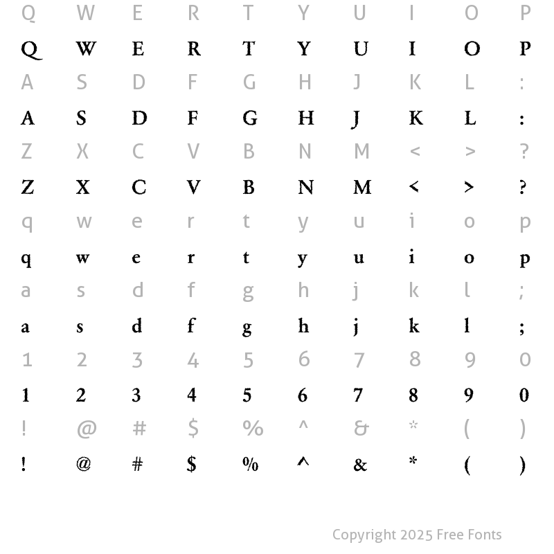 Character Map of DTCGaramondM42 Regular