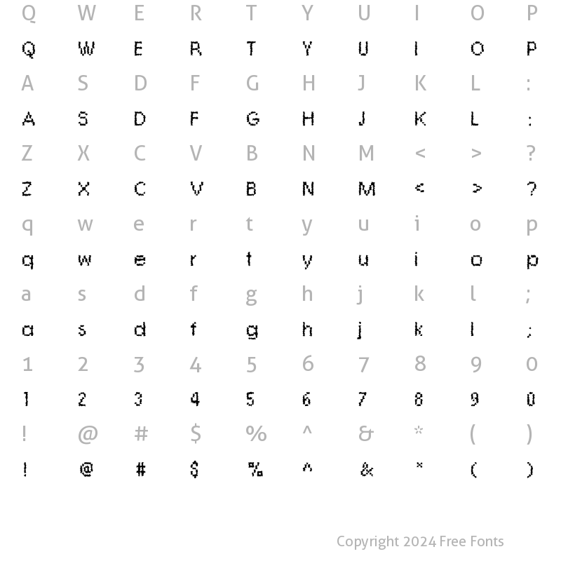 Character Map of DTCRoughM08 Regular