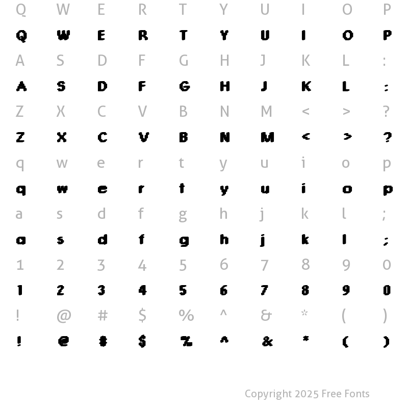 Character Map of DTCRoughM09 Regular