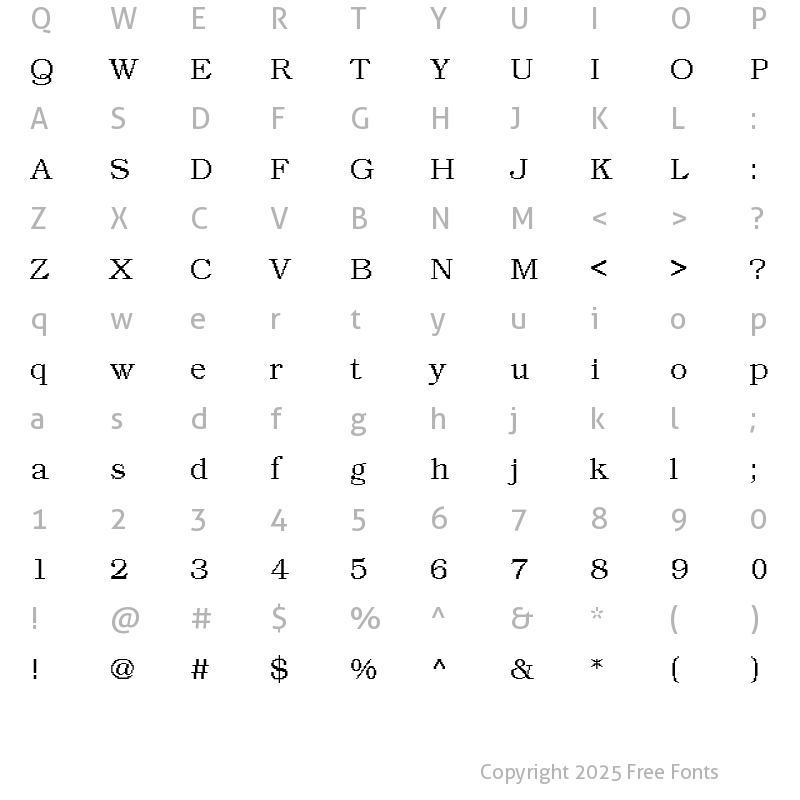 Character Map of DTCRoughM12 Regular