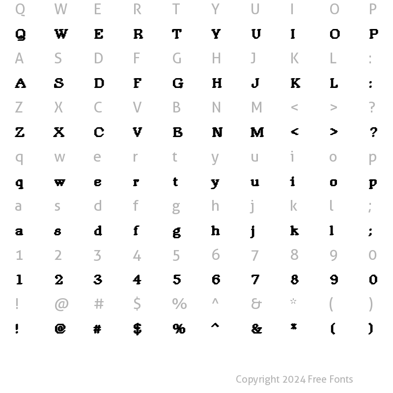 Character Map of DTCRoughM19 Regular